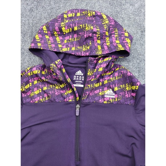 Adidas Hoodie Womens Medium Purple Techfit Climalite Half Zip Thumbholes Running - Picture 3 of 13